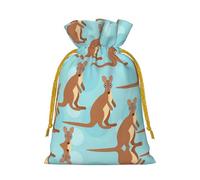 M Christmas Bag Drawstring Family Decorations – Funny for Kangaroo Zoo Print Burlap Goody Wrapping Treat Gift Pouches