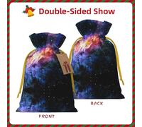 M Christmas Bag Drawstring Family Decorations â€“ Galaxy in The Universe Print Burlap Goody Wrapping Treat Gift Pouches