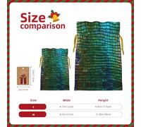 M Christmas Bag Drawstring Family Decorations â€“ Magical Pattern Print Burlap Goody Wrapping Treat Gift Pouches