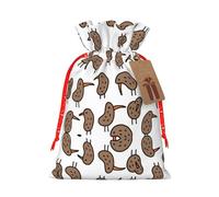 M Christmas Bag Drawstring Family Decorations - Kiwi Birds Cute Print Burlap Goody Wrapping Treat Gift Pouches