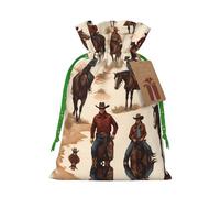 M Christmas Bags – Desert Horses Print Holiday Drawstring Gift Pouches for Xmas, Birthday, Wedding & Party Favors
