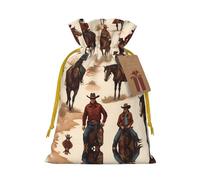 M Christmas Bags – Desert Horses Print Holiday Drawstring Gift Pouches for Xmas, Birthday, Wedding & Party Favors