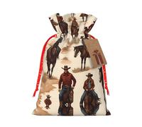 M Christmas Bags – Desert Horses Print Holiday Drawstring Gift Pouches for Xmas, Birthday, Wedding & Party Favors