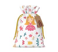 M Christmas Bags – Fairy tales in cartoons Print Holiday Drawstring Gift Pouches for Xmas, Birthday, Wedding & Party Favors