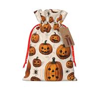 M Christmas Bags – Funny Pumpkin Head Print Holiday Drawstring Gift Pouches for Xmas, Birthday, Wedding & Party Favors