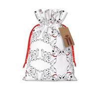 M Christmas Bags – Reusable Cute Dalmatian Print Xmas Party Holiday Drawstring Gift Pouches for Birthdays, Weddings