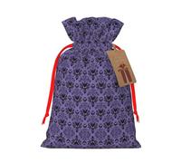 M Christmas Bags â€“ Reusable Haunted Mansion Print Xmas Party Holiday Drawstring Gift Pouches for Birthdays, Weddings