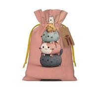 M Christmas Bags – Stacked Cats Print Holiday Drawstring Gift Pouches for Xmas, Birthday, Wedding & Party Favors