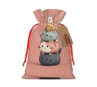 M Christmas Bags – Stacked Cats Print Holiday Drawstring Gift Pouches for Xmas, Birthday, Wedding & Party Favors