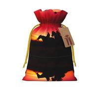 M Christmas Bags â€“ Texas Cowboy Print Holiday Drawstring Gift Pouches for Xmas, Birthday, Wedding, Party Favors