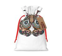 M Christmas Bags - Owl in African Indian Totem Print Holiday Drawstring Gift Pouches for Xmas, Birthday, Wedding, Party Favors