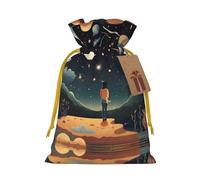 M Christmas Bags - Praying under the starry sky Print Holiday Drawstring Gift Pouches for Xmas, Birthday, Wedding & Party Favors