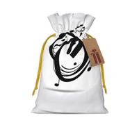 M Christmas Bags - The dance of musical symbols Print Holiday Drawstring Gift Pouches for Xmas, Birthday, Wedding & Party Favors
