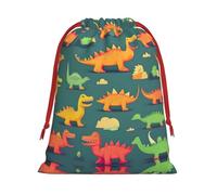 M Christmas Drawstring Bag â€“ many small Dinosaur Print Holiday Sacks Bag, Treats â€“ Plush Pouches for Birthdays, Weddings
