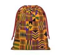M Christmas Drawstring Bag â€“ Reusable African Tribal Ethnic Texture Print Xmas Party Sacks, Treats & Favors for Holiday, Weddings