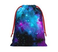 M Christmas Drawstring Bag â€“ Reusable Purple Star Sky Print Xmas Party Sacks, Treats & Favors for Holiday, Weddings