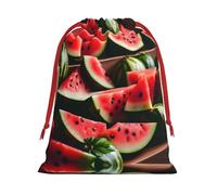 M Christmas Drawstring Bag â€“ Watermelon fresh fruit Print Holiday Sacks Bag, Treats â€“ Plush Pouches for Birthdays, Weddings