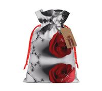 M Christmas Sacks Bag Pouches - Rote Rose1 (1) Print Goody Wrapping Treat Gift Pouch for Birthdays, Weddings