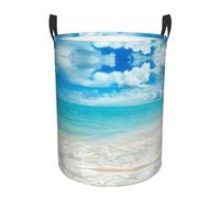 M Circular Hamper Scenic sea water Print for Dirty Clothes
