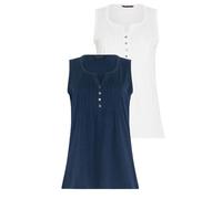 M&Co 2 Pack Blue Floral Cotton Sleeveless Henley Tops - Women's
