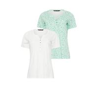 M&Co 2 Pack Navy Blue & White Floral Cotton Henley Tops - Women's