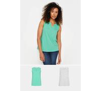 M&co 2 Pack Notch Neck Sleeveless Cotton Tops In Green Green 16