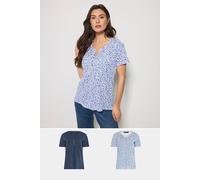 M&co 2 Pack Printed Cotton Henley Tops Multi 14