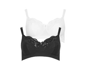 M&Co 2 Pack White & Non Wired Lace Trim Bra - Women's