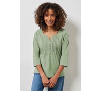 M&Co Womens Sage Green 3/4 Sleeve Cotton Henley Top - Women's