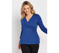 M&co 3/4 Sleeve Wrap Top In Blue Blue 14