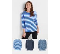 M&co 3 Pack Stripe & Animal Print Crew Neck Tops In Blue Blue 16