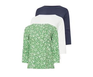 M&Co 3 Pack & White Ditsy Floral Cotton Tops - Women's