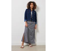 M&Co Womens Blue Abstract Print Linen Maxi Skirt - Women's