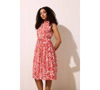 M&Co Women's Abstract Printed Sleeveless Shirt Dress in Red | Size: 20
