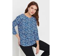 M&co Animal Print 3/4 Sleeve Top In Blue Blue 16