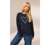 M&Co Women's Animal Print Heart Sweatshirt in Dark Navy | Size: 18 M&Co Dark Navy 18