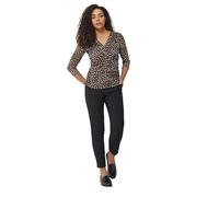 M&Co Animal Print Mesh Sleeve Wrap Top - Women's Brown