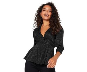 M&Co Animal Print Twist Front Blouse - Women's Black