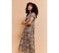 Animal Print V-Neck Dress M&Co Light Brown 18