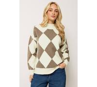 M&Co Women's Argyle Jumper in Off White | Size: 14/16