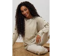 M&Co Women's Batwing Eyelet Jumper in Light Brown | Size: 12-14 M&Co Light Brown 12-14