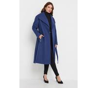 M&co Belted Formal Wrap Coat In Blue Blue 20