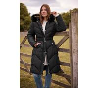 M&co Belted Padded Midi Coat In Black Black 14