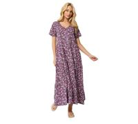 M&Co Berry Ditsy Floral Cotton Tiered Maxi Dress - Women's