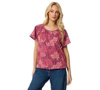 M&Co Berry Purple Patchwork Print Top - Women's