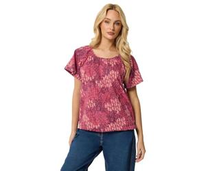 M&Co Berry Purple Patchwork Print Top - Women's