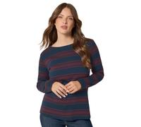 M&Co Berry Purple Stripe Long Sleeve Cotton T-Shirt - Women's