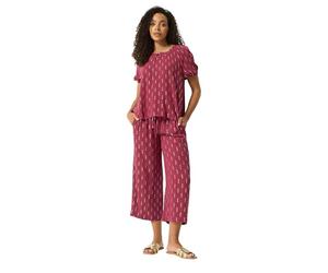 M&Co Berry Red Dobby Foil Detail Cropped Trousers - Women's