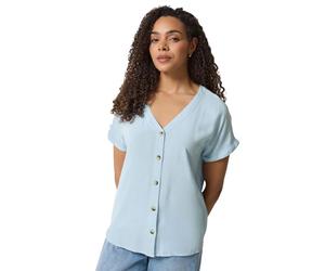 M&Co Blue Button Front Blouse - Women's
