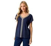 M&Co Blue Contrast Trim Cotton Short Sleeve T-Shirt - Women's